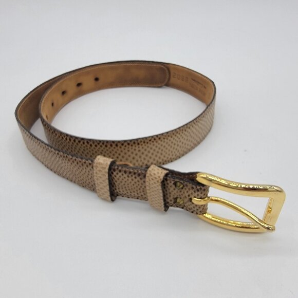 Vintage Anne Klein AK For Calderon Belt‎ Women Leather Snakeskin Tan Brown S - Picture 1 of 9